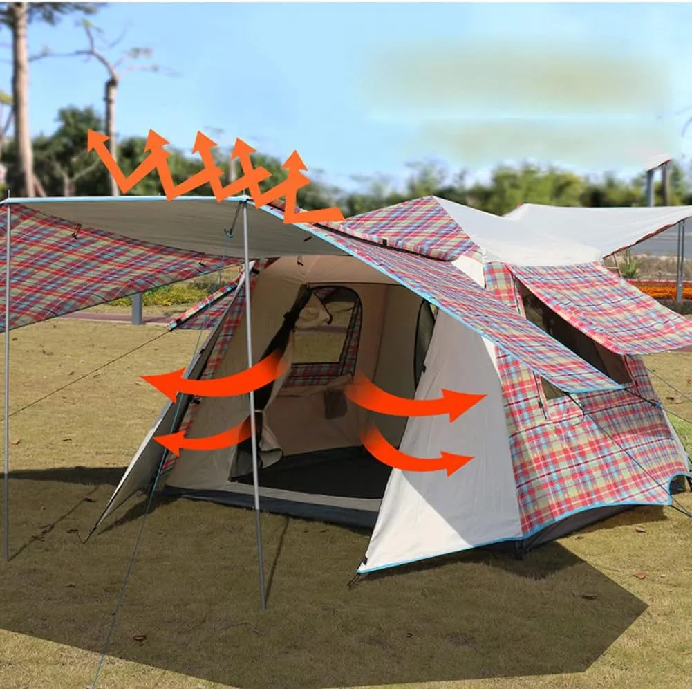 Pop Up Tents with Porch for Camping Instant Tent 3-4 Person Double Layer for Family Automatic Tent Easy Setup for Camping Hiking Mountaineering Beach (Green 3)