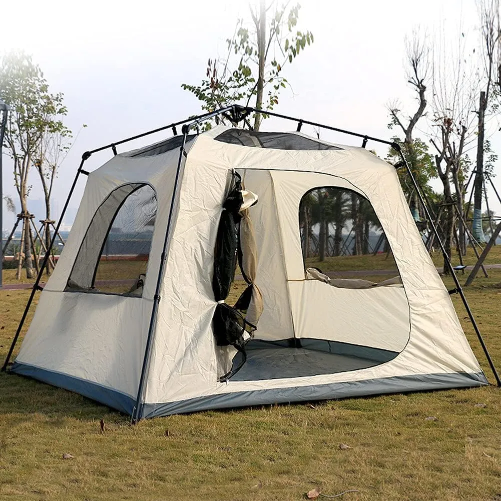Pop Up Tents with Porch for Camping Instant Tent 3-4 Person Double Layer for Family Automatic Tent Easy Setup for Camping Hiking Mountaineering Beach (Green 3)