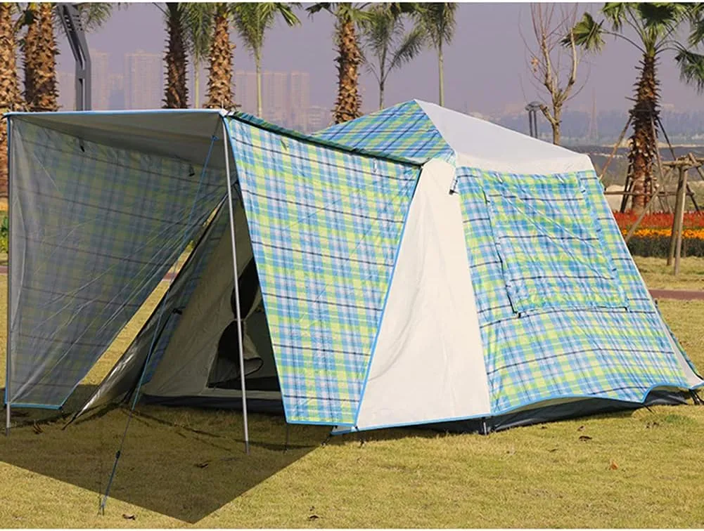 Pop Up Tents with Porch for Camping Instant Tent 3-4 Person Double Layer for Family Automatic Tent Easy Setup for Camping Hiking Mountaineering Beach (Green 3)