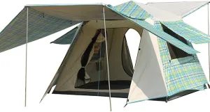 Pop Up Tents with Porch for Camping Instant Tent 3-4 Person Double Layer for Family Automatic Tent Easy Setup for Camping Hiking Mountaineering Beach (Green 3)