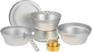 Portable Camping Cookware Mess Kit Stove Spirit with Stand Pot Pan with Gripper Outdoor Cooking Set for Backpacking Hiking Picnic BBQ