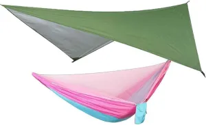 Portable Camping Hammock with Mosquito Net and Rain Fly Tarp Set Canopy Tent Outdoor Camping Mosquito Swing Bed Waterproof,13