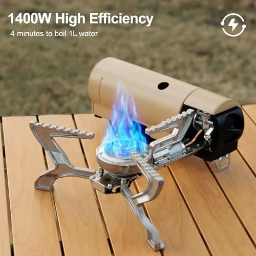 Portable Camping Stove Propane 1400W Gas Stove Collapsible Stove