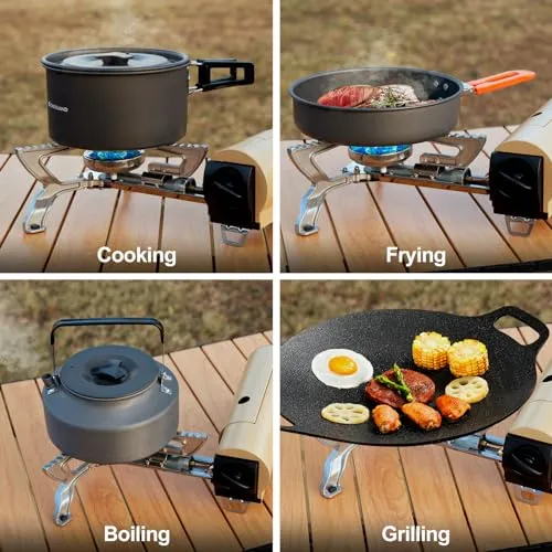 Portable Camping Stove Propane 1400W Gas Stove Collapsible Stove