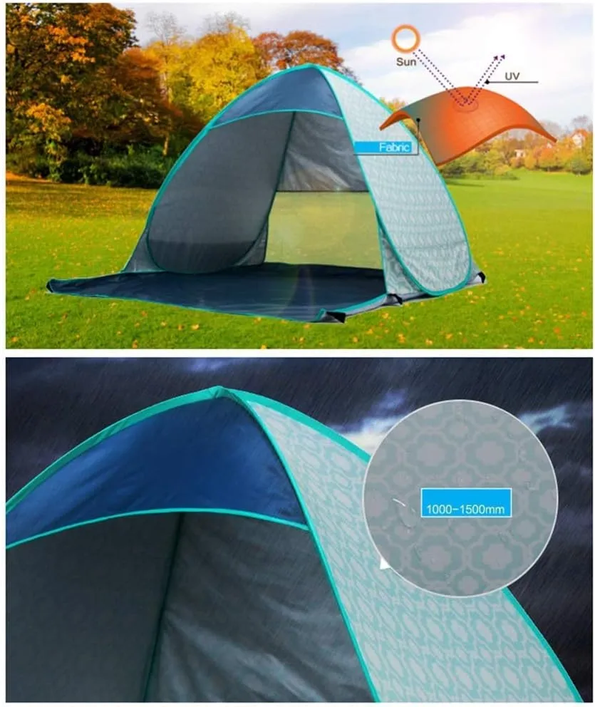 Portable Campitent Family Tent Outdoor Campitent Sun Tent Campitent Sun Tent Forall Size 2-3 People Outdoor Tent Automatic Campitent (Blue 140 * 160 * 110Cm)