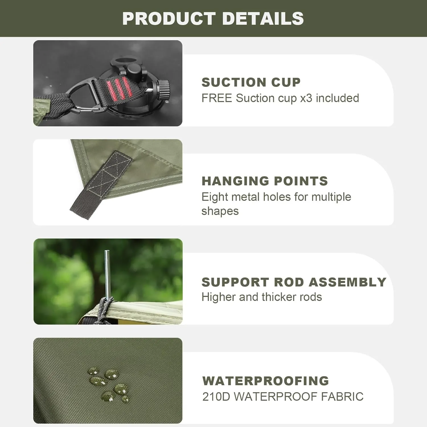 Portable Car Awning for SUV, Vehicle Awning for Camping Van Truck, Needn't Roof Rack Hardwares Waterproof UV50 
