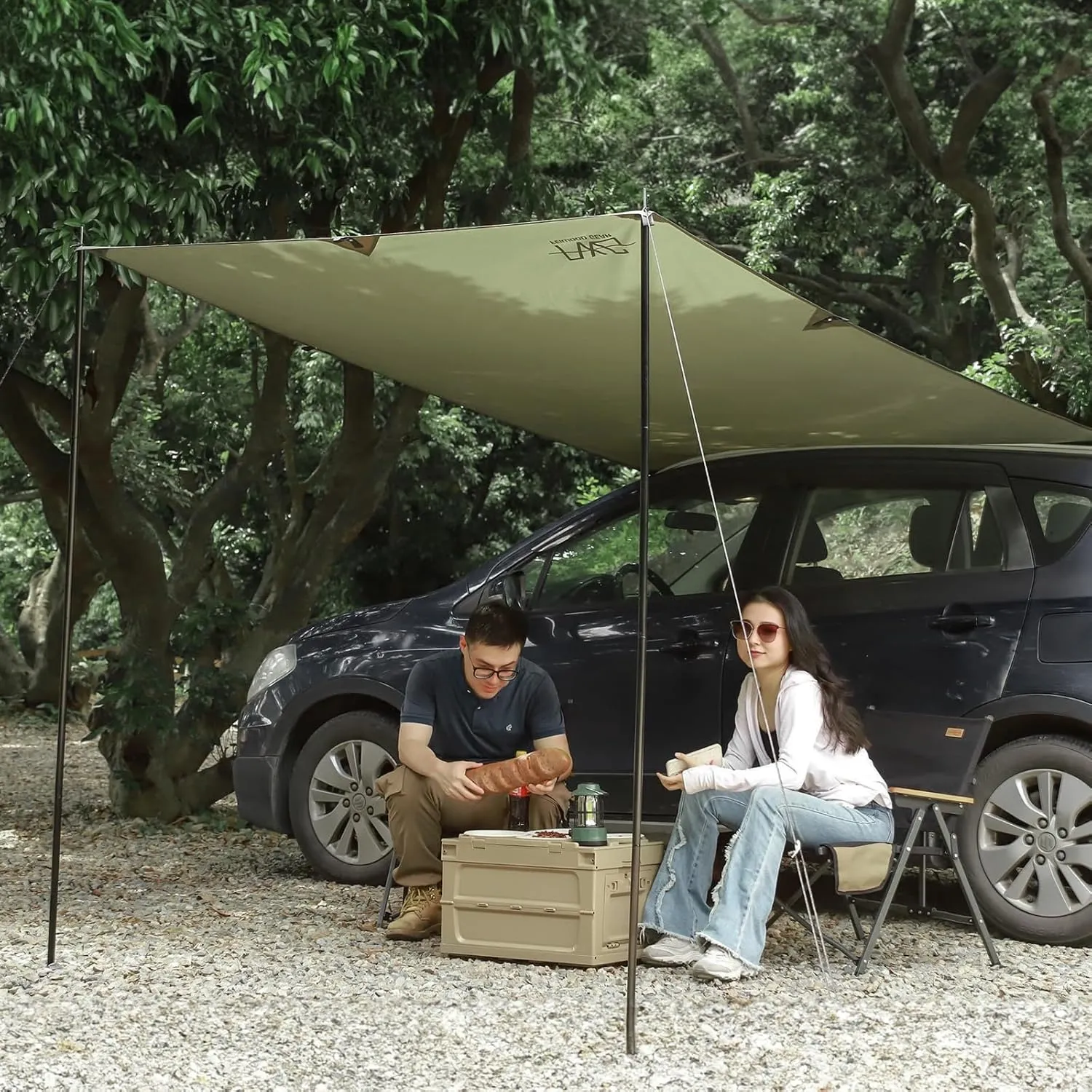 Portable Car Awning for SUV, Vehicle Awning for Camping Van Truck, Needn't Roof Rack Hardwares Waterproof UV50 