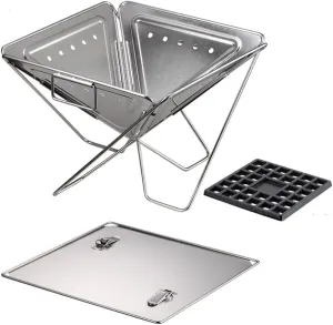 Portable Grills Inverted Pyramid Shape Barbecue Grill, Portable Fire Pit, Barbecue Stove for Outdoor Cooking Camping Beach Traveling Camping BBQ