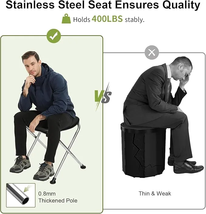 Portable Toilet Kit for Adults, Pop Up Privacy Tent, Stainless Steel Portable Camping Toilet with Toilet Tent, Instant Portable Outdoor Shower Tent Camp Toilet Changing Dressing Room