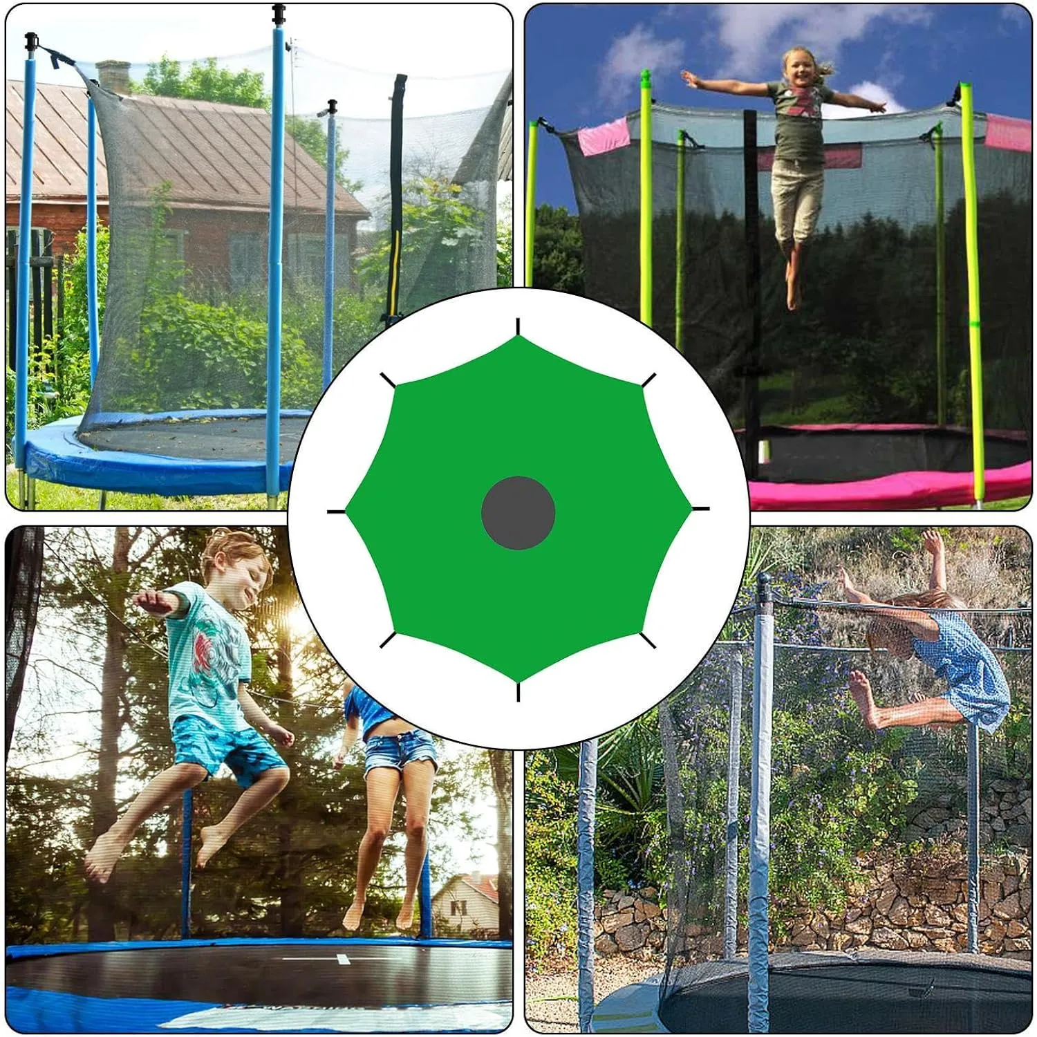 Portable Trampoline Shade Cover - Outdoor Canopy Top, UV Protection Tent | 4.87 meters Waterproof Sun Block Tarp, Heavy Duty Trampoline Shelter, Garden Play Shade During Summer Heat