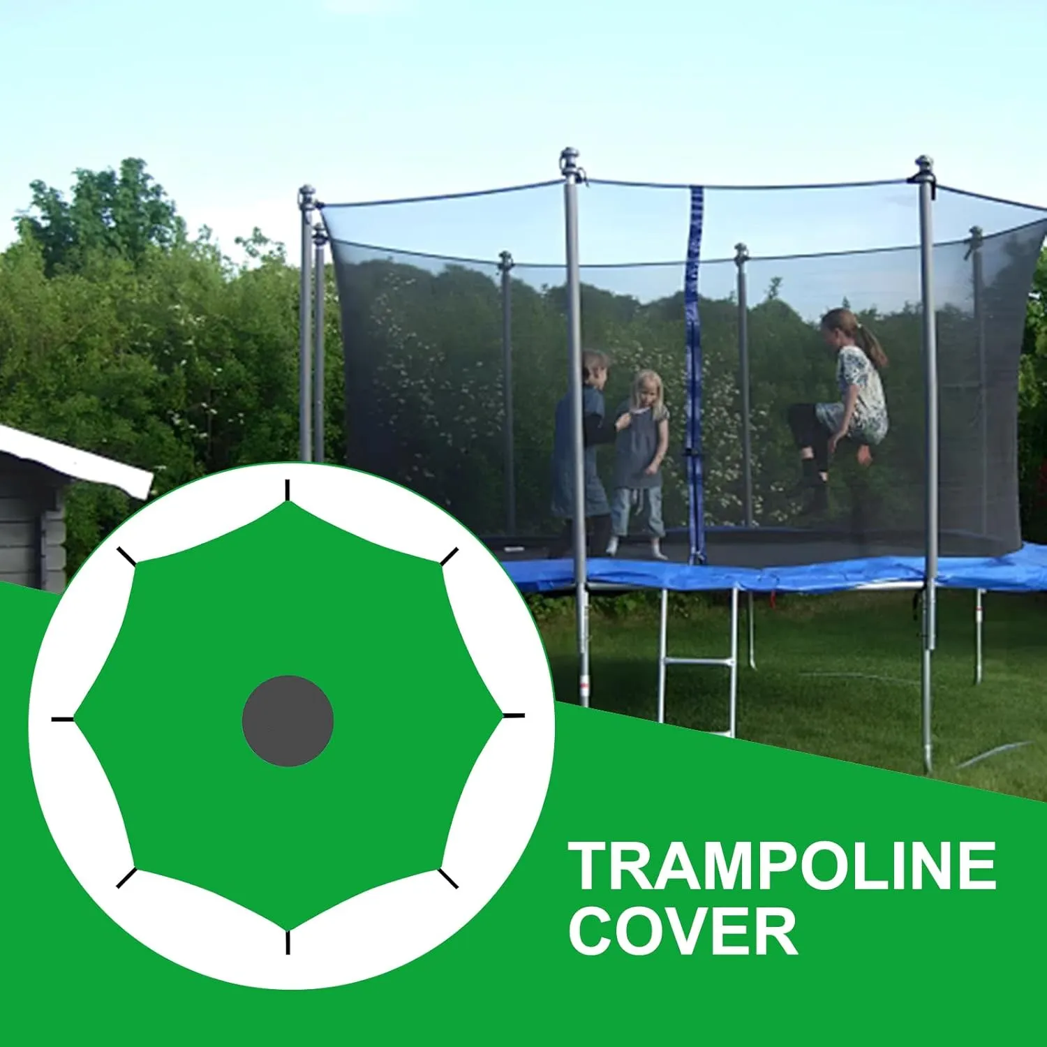 Portable Trampoline Shade Cover - Outdoor Canopy Top, UV Protection Tent | 4.87 meters Waterproof Sun Block Tarp, Heavy Duty Trampoline Shelter, Garden Play Shade During Summer Heat