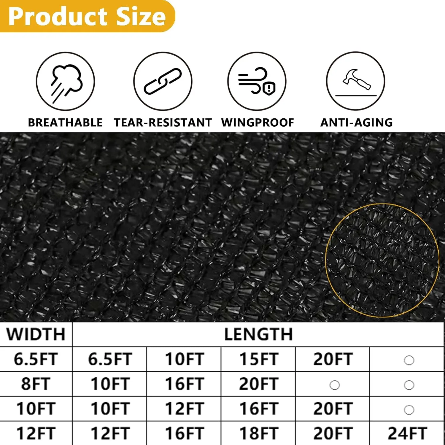 POYEE 90% 8ftx10ft Black Shade Cloth Taped Edge with Brass Grommets Garden Sun Shade UV Resistant Sunblock Shade Net for Outdoor Plants Vegetables Greenhouse