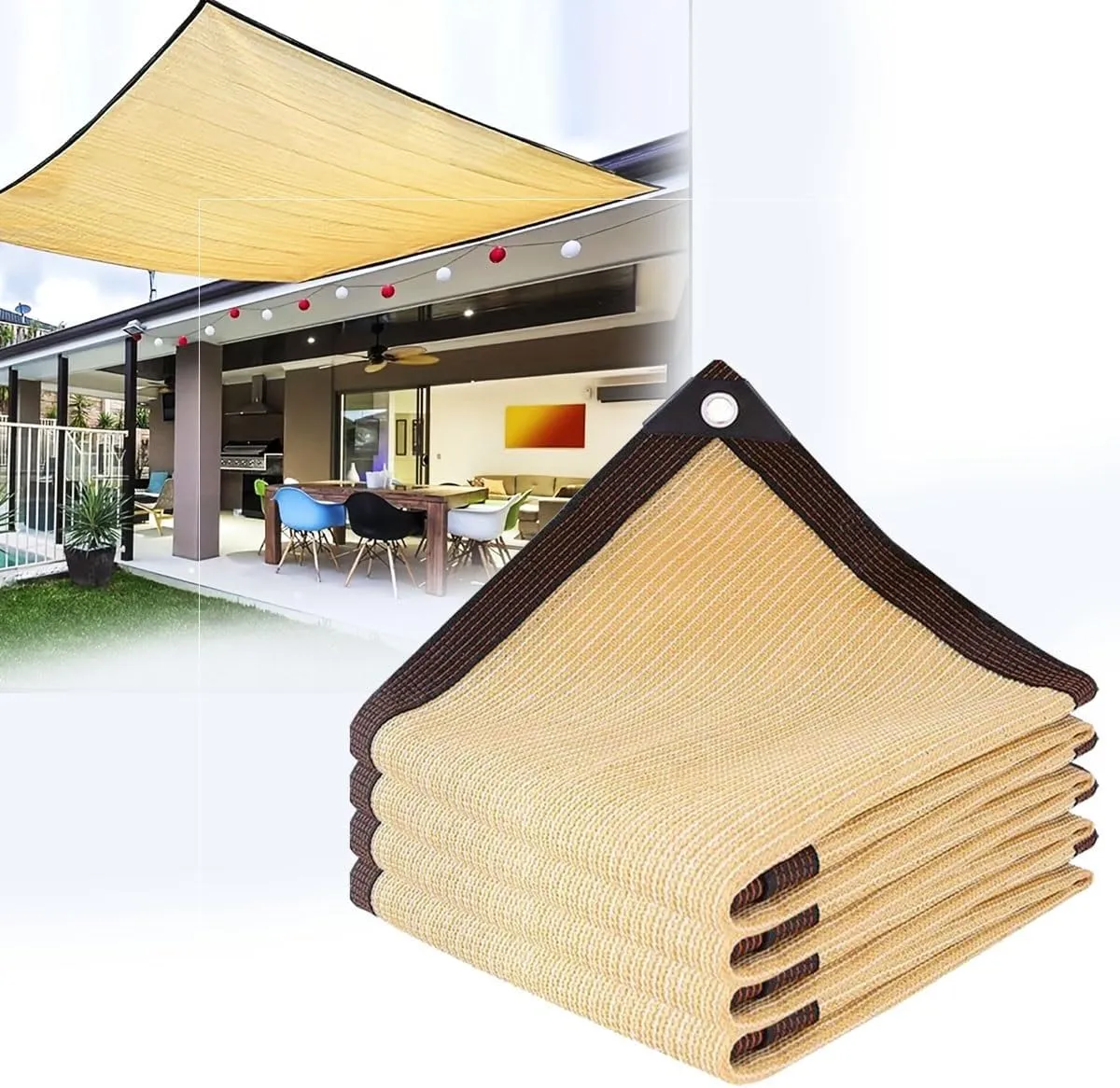 Premium Sun Shade Netting 2x2m & 3x5m - Outdoor Privacy Mesh Tarp, UV Blocker Shade Cloth for Greenhouse, Plant Protection, Camping, Carport, Terrace (19.7ft x 32.8ft)