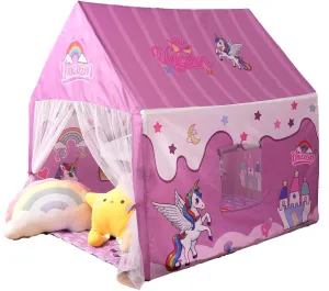 Princess Unicorn Castle Playhouse with Mat and LED Star Lights – Indoor & Outdoor Large Kids Play Tent for Imaginative Games Girls Toy House Gift Sizes 47×46.8×38.1In