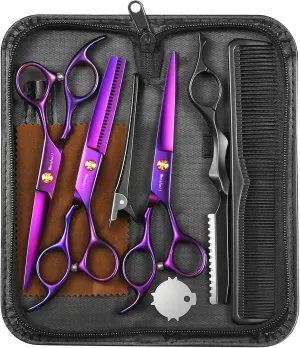 Professional Hair Cutting Scissors, 6.89 inch Barber Scissors Multifunctional Salon Thinning Scissors Straight Shears Tools for Mother Father Friends' Christmas Gift, Purple