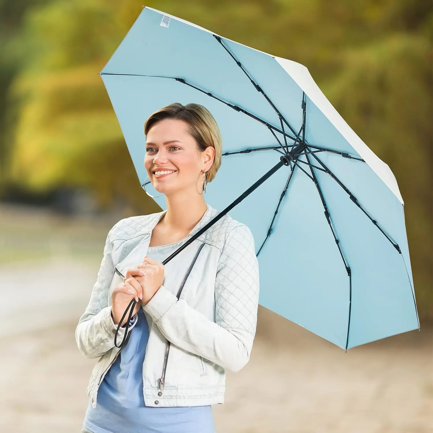 Prospo UPF 50  UV Protection Umbrella for Sun & Rain, Large Compact Travel Umbrella Windproof, 46 Inch Auto Open Close Sun Blocking for Women Men