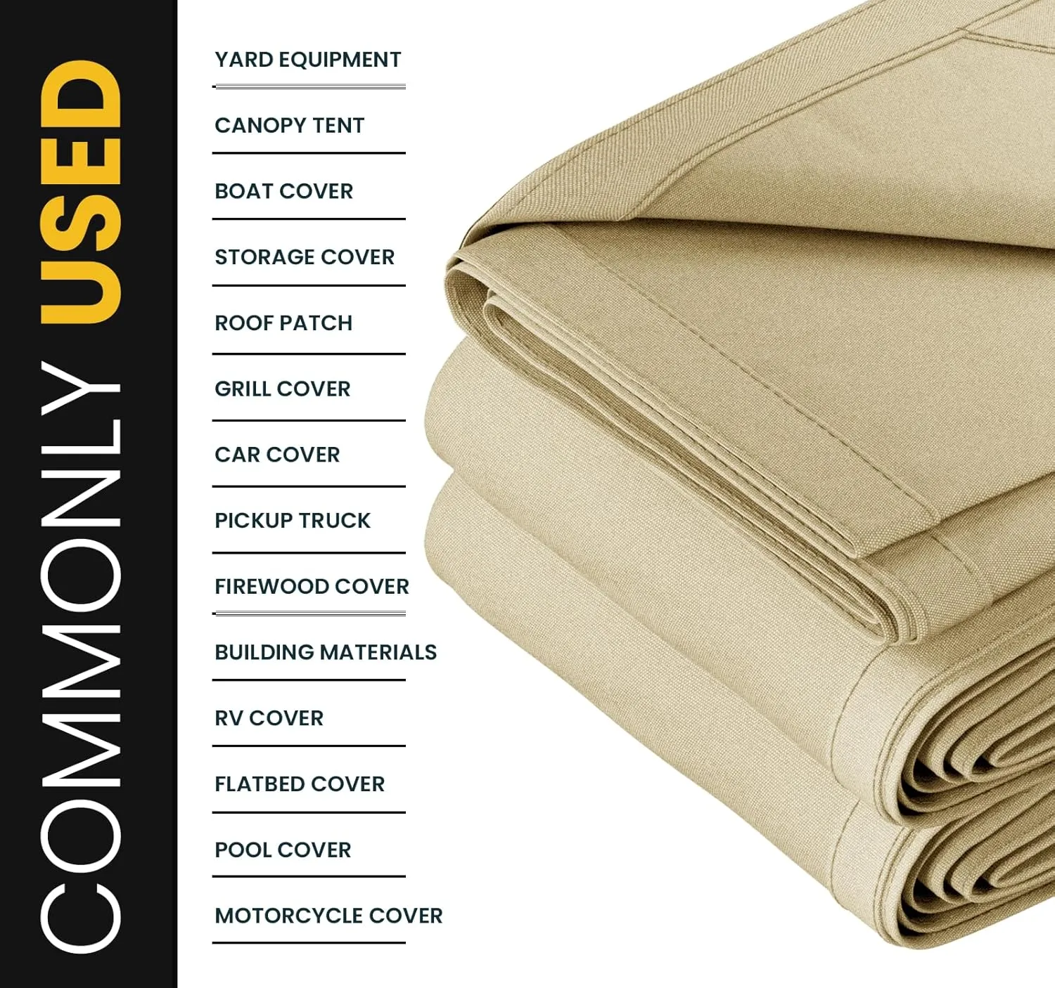 PROTARP Extreme Heavy Duty Waterproof Canvas Tarp 20 oz, UV Resistant Tarpaulin Cover with Rustproof Brass Grommets, Multipurpose for Canopy, Roof, Camping, Wood Pile (Ivory 5'X7')