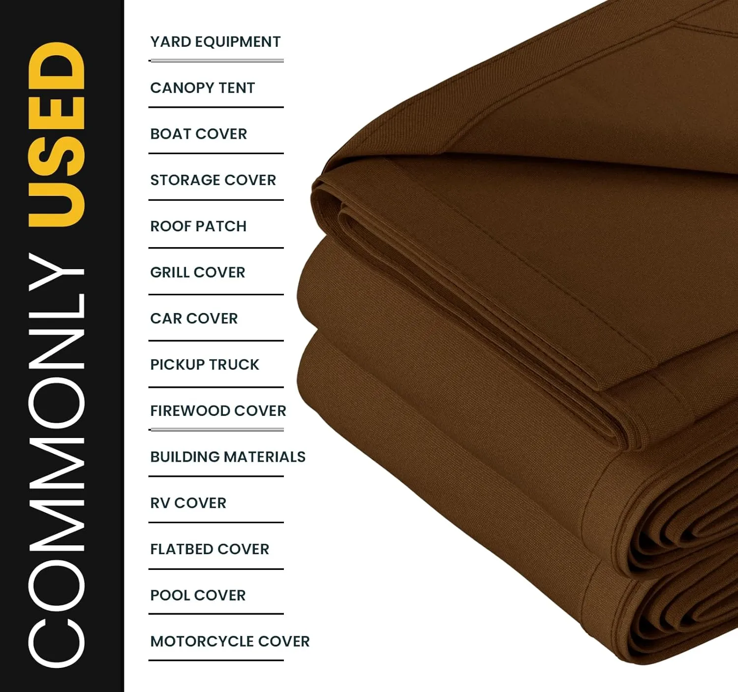 PROTARP Heavy Duty 14 OZ Water Resistant Canvas Tarp, UV Resistant Tarpaulin Cover with Rustproof Brass Grommets, Multipurpose for Canopy, Roof, Camping, Woodpile (Brown 6'X8')