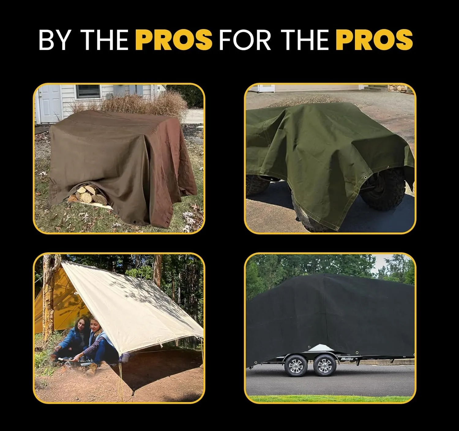 PROTARP Heavy Duty 14 OZ Water Resistant Canvas Tarp, UV Resistant Tarpaulin Cover with Rustproof Brass Grommets, Multipurpose for Canopy, Roof, Camping, Woodpile (Brown 6'X8')