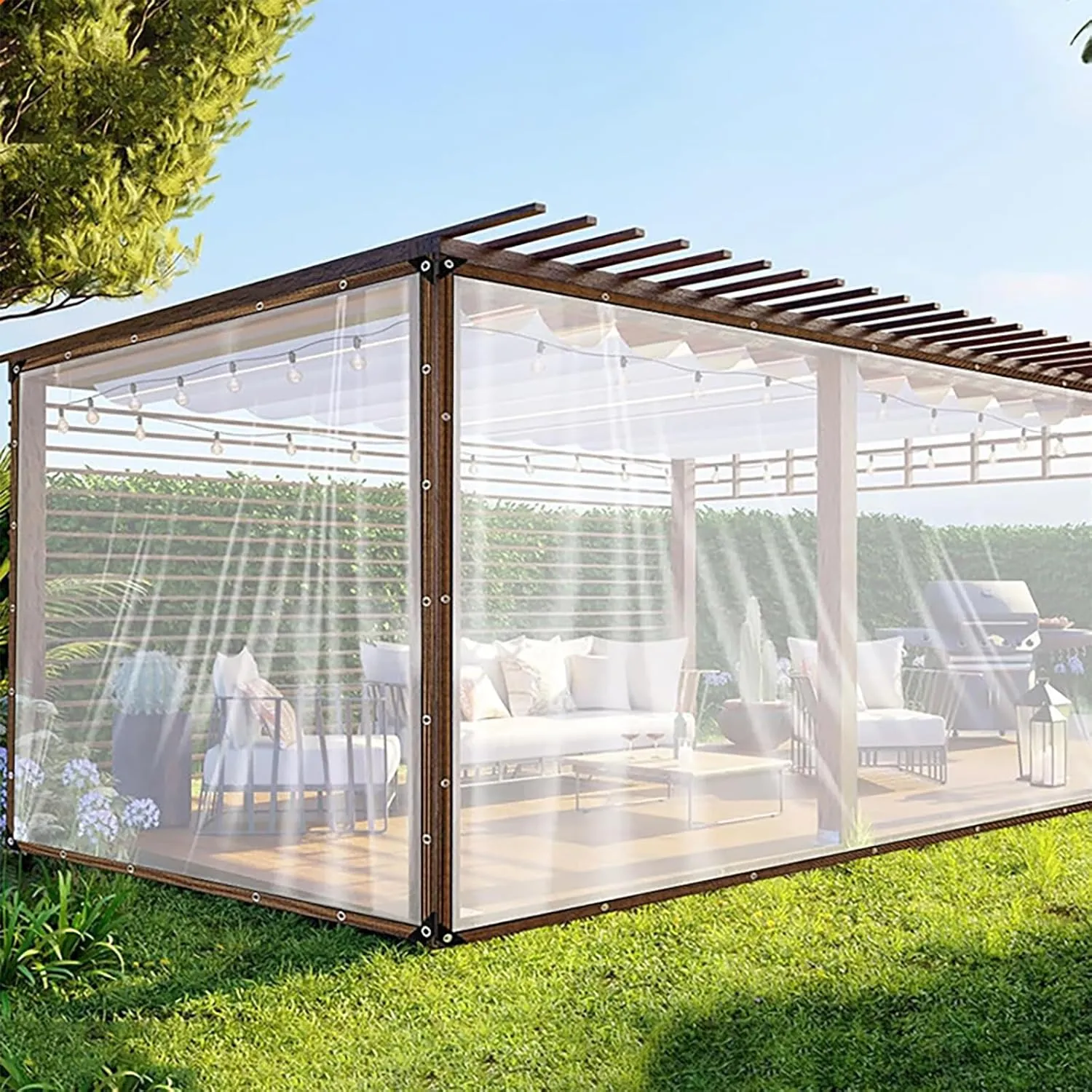 PVC Tarp Tarpaulin,Thicken Clear Tarp Waterproof,Clear Tarps Waterproof Transparent Tarpaulin,for Patio Enclosure Gardening Chicken Coop(7x13 ft(2x4m))