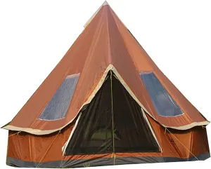 Pyramid Round Bell Tent, 210D Oxford Glamping Yurt Tent, 4 Season Portable Outdoor Camping Tent, for Large Groups Families Camping Hunting & Outfitters, for 5-8 People Family