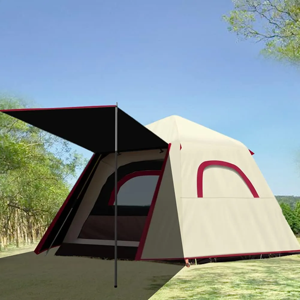 Pyramid Tent Multi-Person Family Glamping Waterproof Double Layers Teepee Tent with Stove Hole