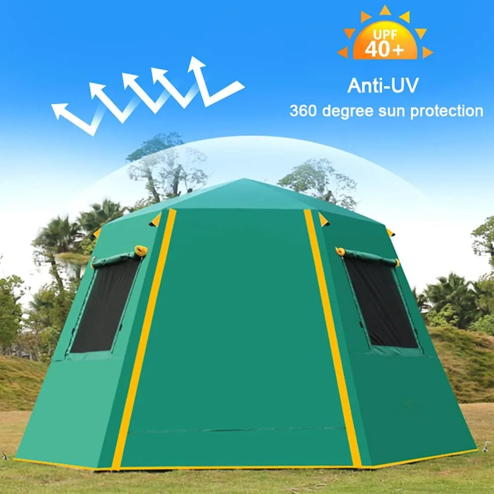 Pyramid Tent Multi-Person Family Glamping Waterproof Double Layers Teepee Tent with Stove Hole