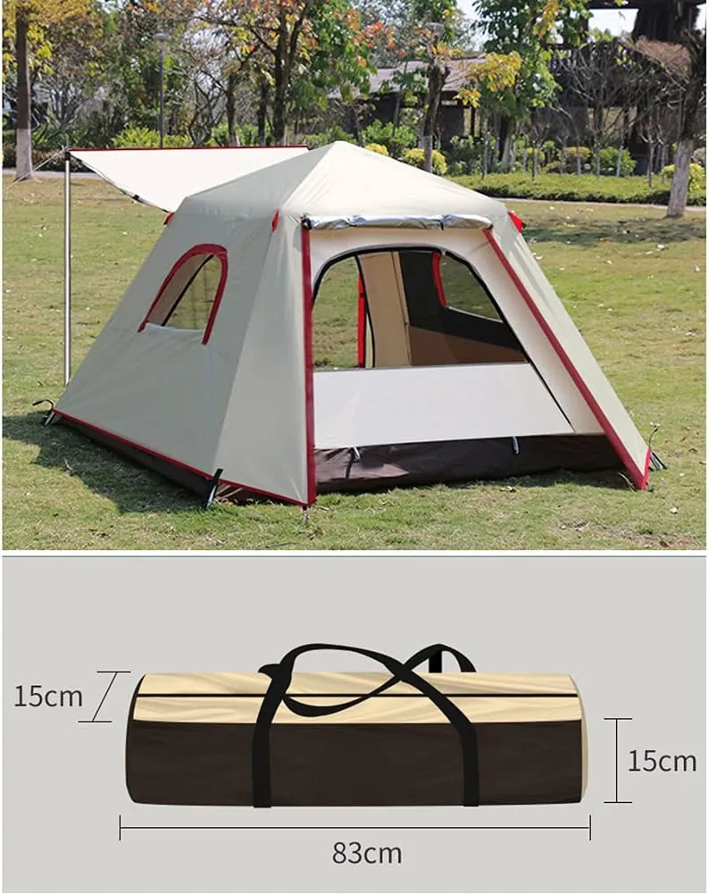 Pyramid Tent Multi-Person Family Glamping Waterproof Double Layers Teepee Tent with Stove Hole