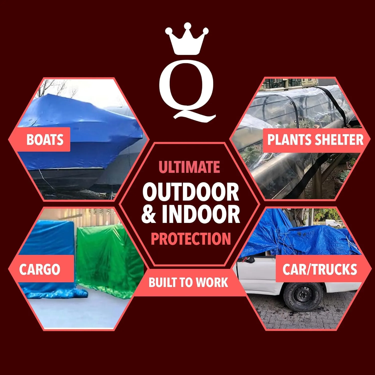 QUEEN OF TARPS | 6x8 Heavy Duty Tarp Waterproof, 120 GSM is 12 MIL, UV/Tear Resistant Tarp, Camping, Outdoor Furniture, Car, Tents, Painting, Firewood Protection | 6x8, Heavy Duty