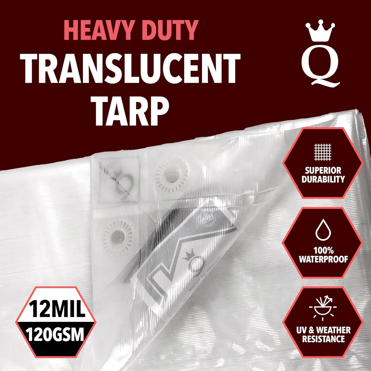 QUEEN OF TARPS | 6x8 Heavy Duty Tarp Waterproof, 120 GSM is 12 MIL, UV/Tear Resistant Tarp, Camping, Outdoor Furniture, Car, Tents, Painting, Firewood Protection | 6x8, Heavy Duty