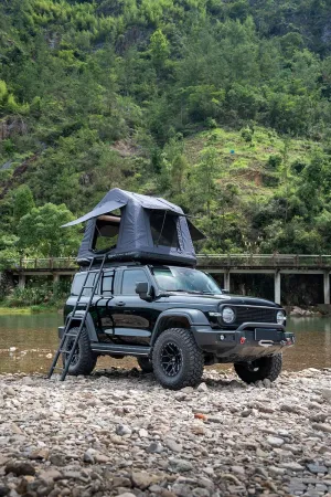 Quick Setup & Inflatable Roof Tent for Camping, Fits SUVs and Trucks, Outdoor Glamping, Black
