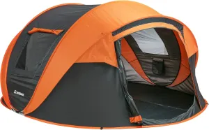 Quick Setup Camping Tent for 5-8 People, Spacious Room, Water-Resistant and Windproof, Black and Orange