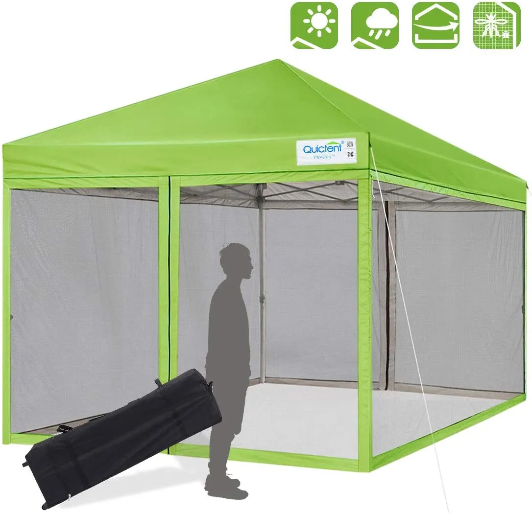 Quictent 10' x 10' Pop Up Canopy with Mesh Netting-Green