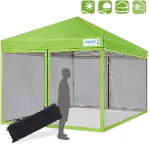 Quictent 10' x 10' Pop Up Canopy with Mesh Netting-Green