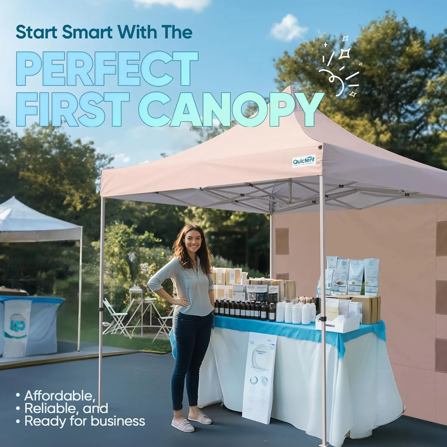 Quictent 10x10 Heavy Duty Pop up Canopy Tent, Commercial Grade Instant Shelter with Wheeled Bag for Outdoor, Beach, Parties, Markets, 500D Silver Coated UPF 50  Sun Shield