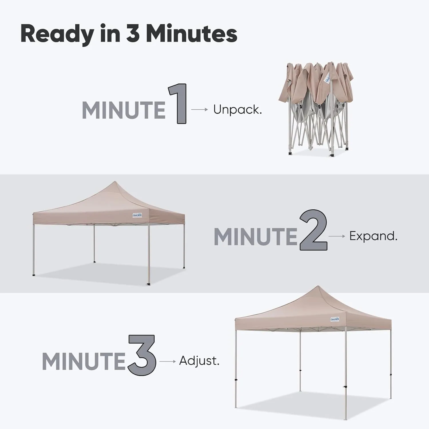 Quictent 10'x10' Heavy Duty Pop up Canopy Tent, Commercial Grade Instant Shelter with Wheeled Bag for Outdoor, Beach, Parties, Markets, 500D Silver Coated UPF 50  Sun Shield