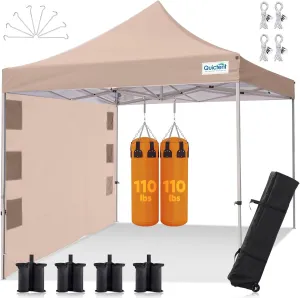 Quictent 10x10 Heavy Duty Pop up Canopy Tent, Commercial Grade Instant Shelter with Wheeled Bag for Outdoor, Beach, Parties, Markets, 500D Silver Coated UPF 50  Sun Shield