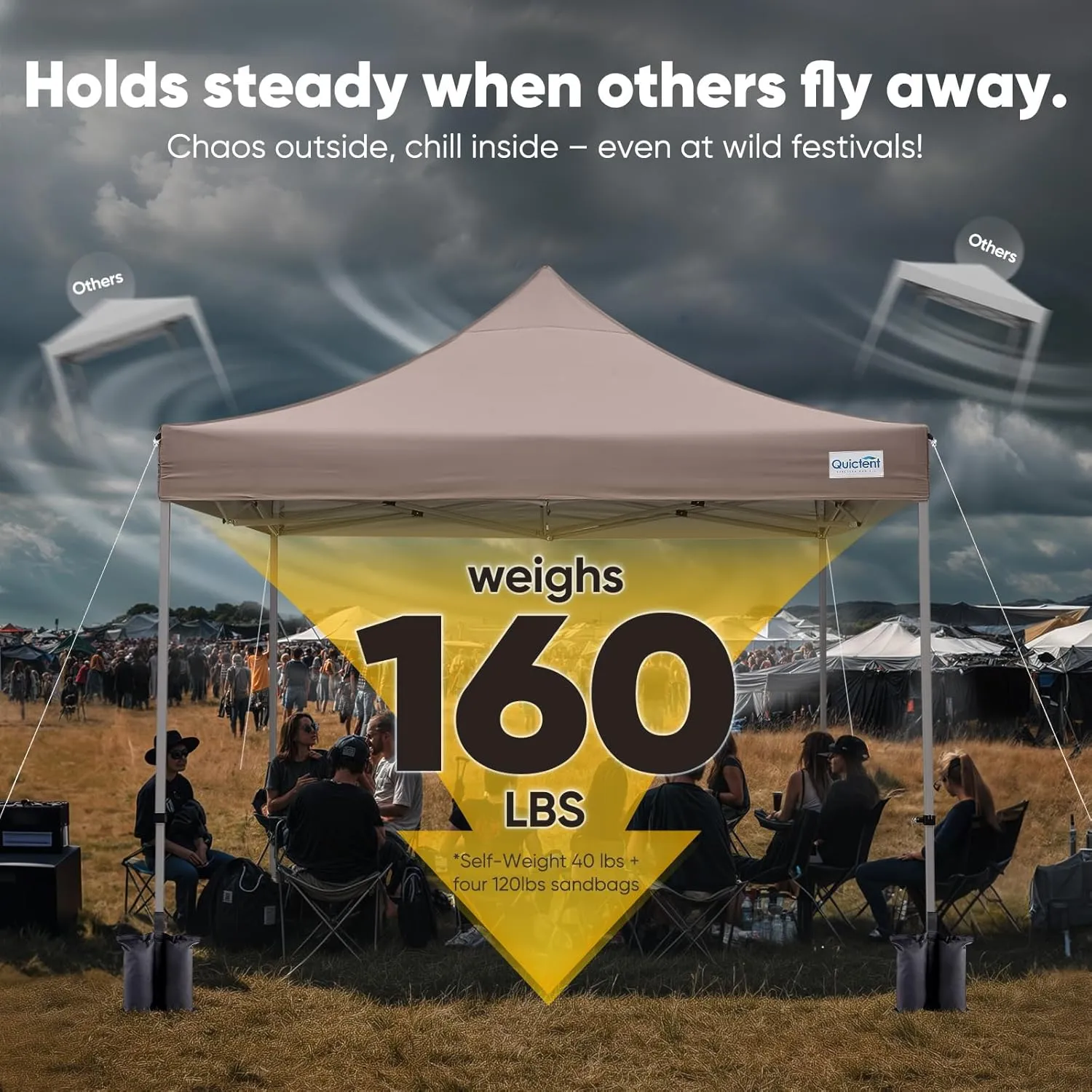 Quictent 10'x10' Heavy Duty Pop up Canopy Tent, Commercial Grade Instant Shelter with Wheeled Bag for Outdoor, Beach, Parties, Markets, 500D Silver Coated UPF 50  Sun Shield