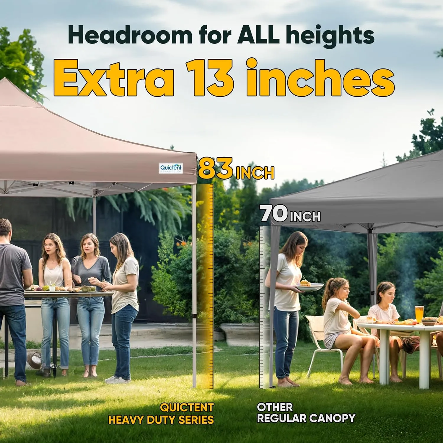 Quictent 10'x10' Heavy Duty Pop up Canopy Tent, Commercial Grade Instant Shelter with Wheeled Bag for Outdoor, Beach, Parties, Markets, 500D Silver Coated UPF 50  Sun Shield