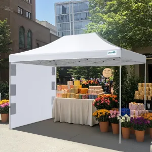 Quictent 10'x15' Heavy Duty Pop up Canopy Tent, Commercial Grade Instant Shelter with Wheeled Bag for Outdoor, Beach, Parties, Markets, 500D Silver Coated UPF 50  Sun Shield