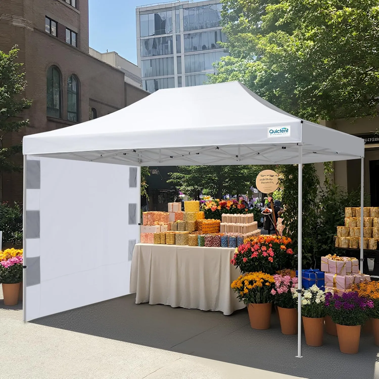 Quictent 10'x15' Heavy Duty Pop up Canopy Tent, Commercial Grade Instant Shelter with Wheeled Bag for Outdoor, Beach, Parties, Markets, 500D Silver Coated UPF 50  Sun Shield