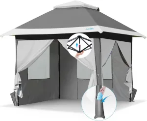 Quictent 13'x13' Pop up Gazebo Canopy Tent with Sidewalls, One Person Setup Easy Outdoor Party Tent Enclosed Waterproof, 169 sqft Shade, Gray Quictent 13'x13' Pop up Gazebo Canopy Tent with Sidewalls, One Person Setup Easy Outdoor Party Tent Enclosed Waterproof, 169 sqft Shade, Gray