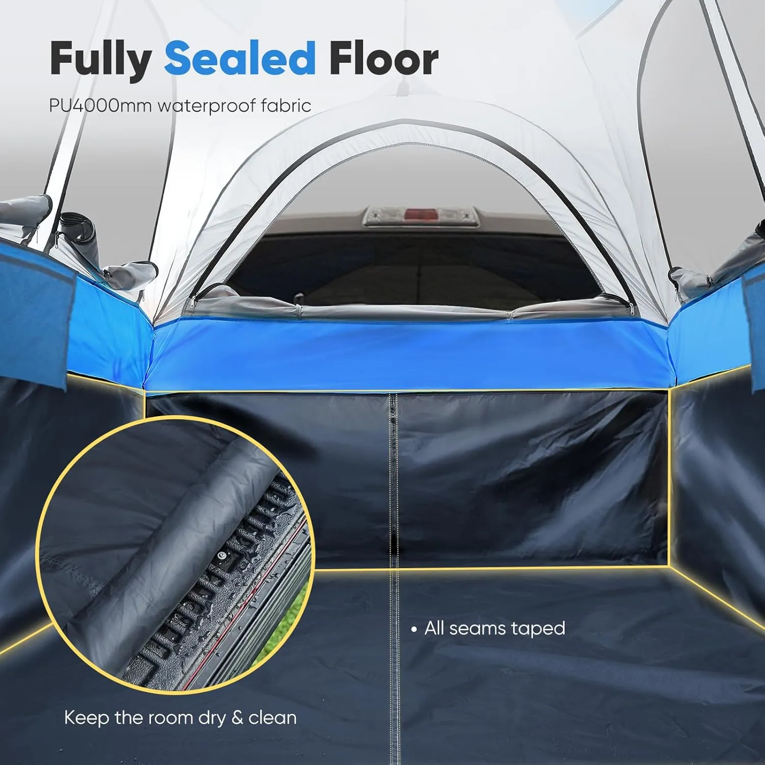 Quictent Pickup Truck Tent for 5.5-5.8'/6.0-6.3'/6.4-6.7'/8.0-8.2'/5.0-5.2' Bed, Waterproof PU2000mm 2-Person Sleeping Capacity Truck Bed Tent with Removable Awning, Rainfly ＆ Storage Bag Included