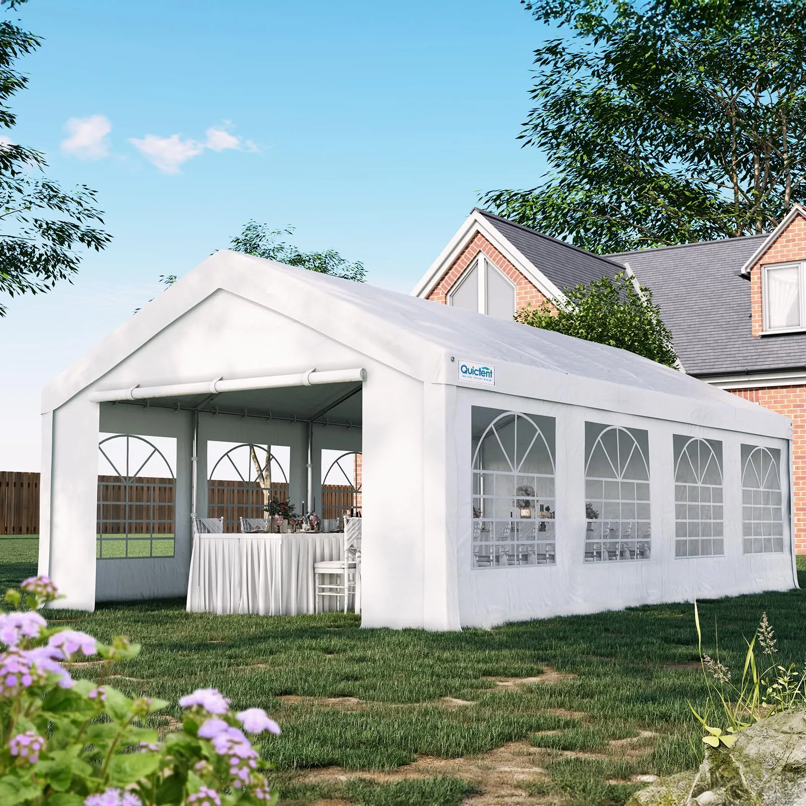 Quictent Premium 10x30 Party Tent Heavy Duty Outdoor Gazebo White Event Shelter Wedding Canopy Tent for Parties Carport BBQ with Removable Sidewall Windows & Storage Bags