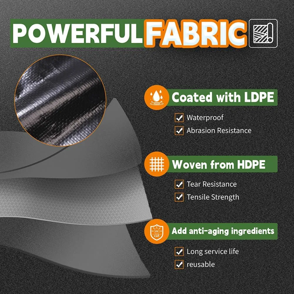 RAINDEWAY Large Black Tarp 20x30 Feet, UV Resistant, 8 Mil Multipurpose Medium Duty Waterproof Poly Tarp Cover with Metal Grommets and Reinforced Edges by RAINDEWAY