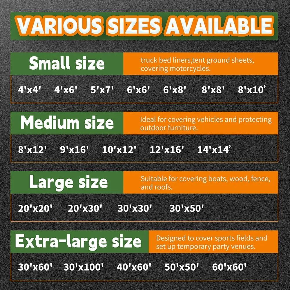 RAINDEWAY Large Black Tarp 20x30 Feet, UV Resistant, 8 Mil Multipurpose Medium Duty Waterproof Poly Tarp Cover with Metal Grommets and Reinforced Edges by RAINDEWAY