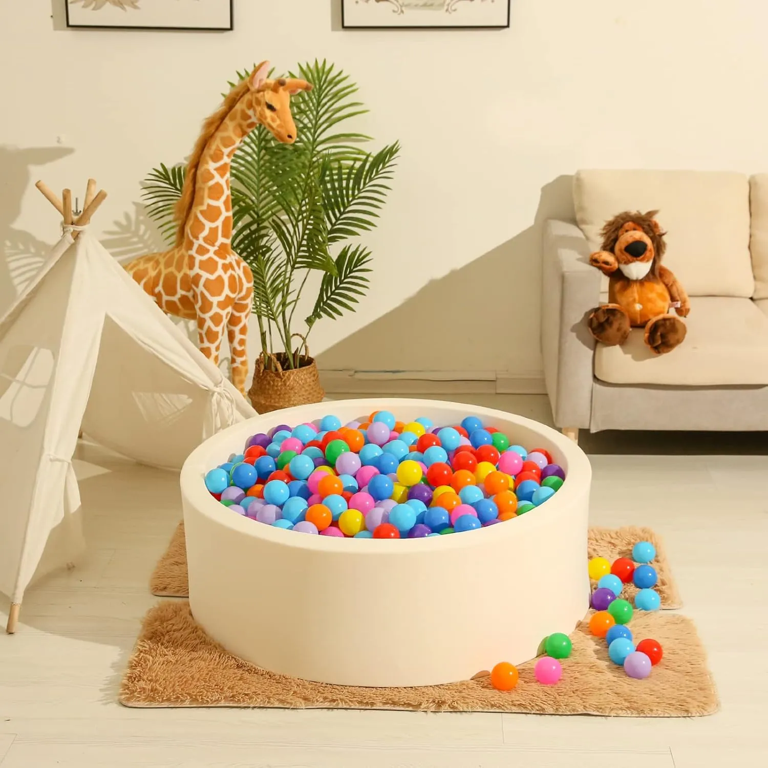 Realhaha Ball Pit Balls 100 Play Balls Plastic Balls for Baby Girls Toddlers Kids Play Tent Pool Playhouse Playpen Party Decoration 2.2 2.36 2.75 Inch