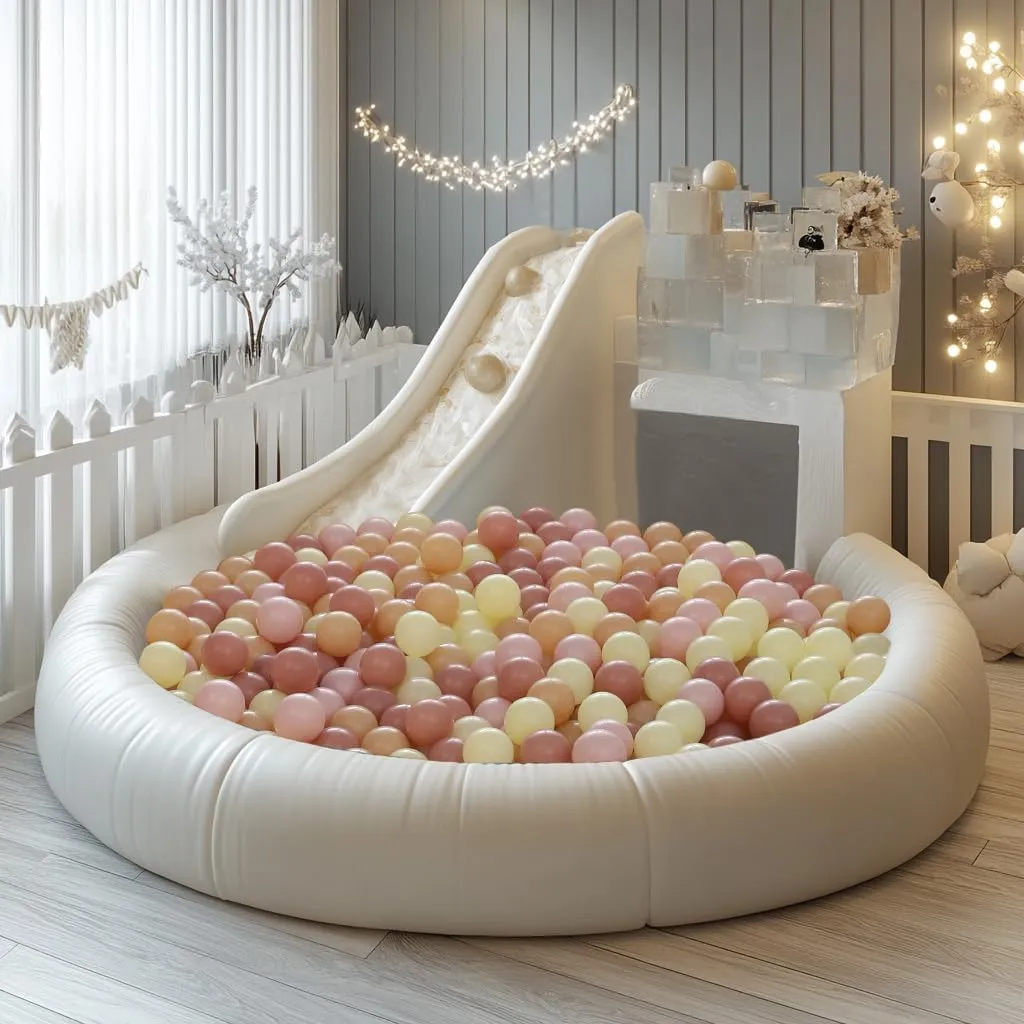 Realhaha Ball Pit Balls 100 Play Balls Plastic Balls for Baby Girls Toddlers Kids Play Tent Pool Playhouse Playpen Party Decoration 2.2 2.36 2.75 Inch