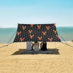 Red Lobster Beach Camping Tent Sun Shelter for Whole Family, White Dot Beach Shade Canopy with UPF50  UV Protection,Easy Set Up and Carry,Outdoor Shade for Trips, Fishing, Backyard Fun Picnics