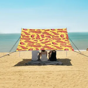 Red Lobster Yellow Beach Camping Tent Sun Shelter for Whole Family, Beach Shade Canopy with UPF50  UV Protection,Easy Set Up and Carry,Outdoor Shade for Trips, Fishing, Backyard Fun Picnics